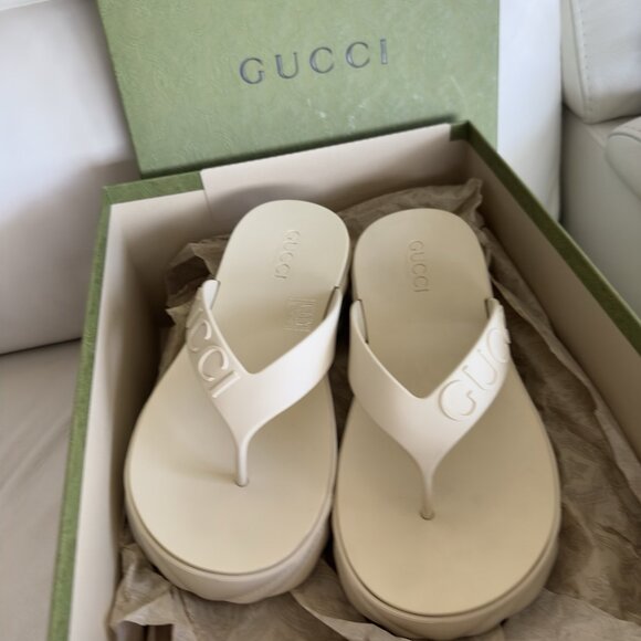 NEW WOMEN'S THONG PLATFORM SANDALS SHOES SZ 40 White - Picture 2 of 9